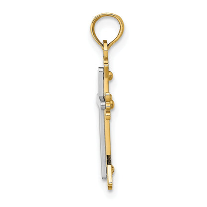 10K Two-Tone Center Cross Charm