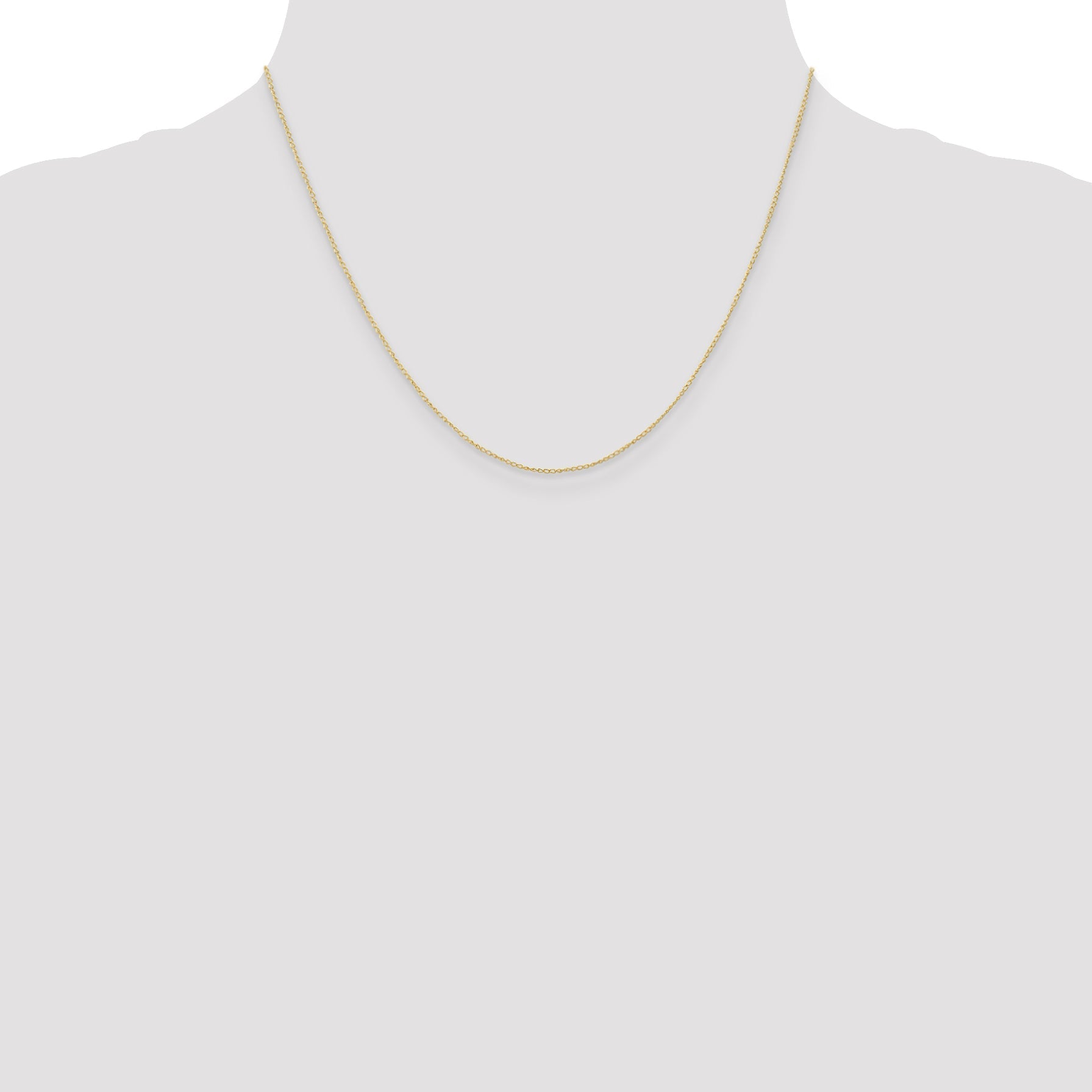 18 Inch 10K Yellow Gold .5mm Carded Curb Chain Necklace