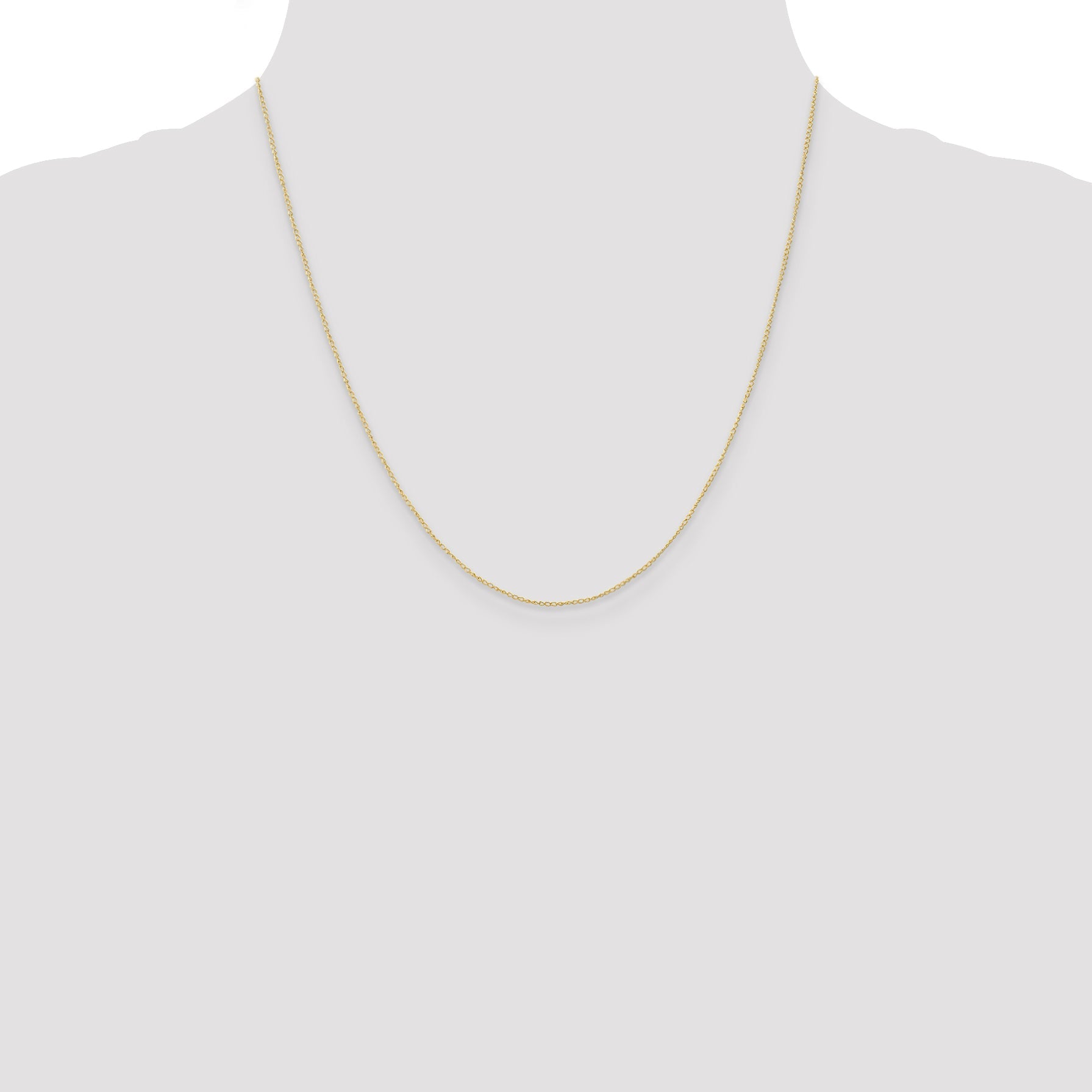2 Inch 10K Yellow Gold .5mm Carded Curb Chain Necklace
