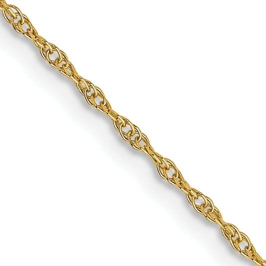 18 Inch 10K Yellow Gold .95mm Carded Cable Rope Chain Necklace
