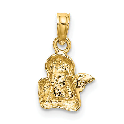10K Yellow W/Rhodium 10K Angel Resting On Elbow W/ Rhodium Wing Charm