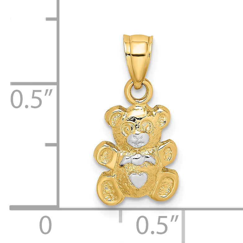 10K Yellow W/Rhodium Teddy Bear Charm
