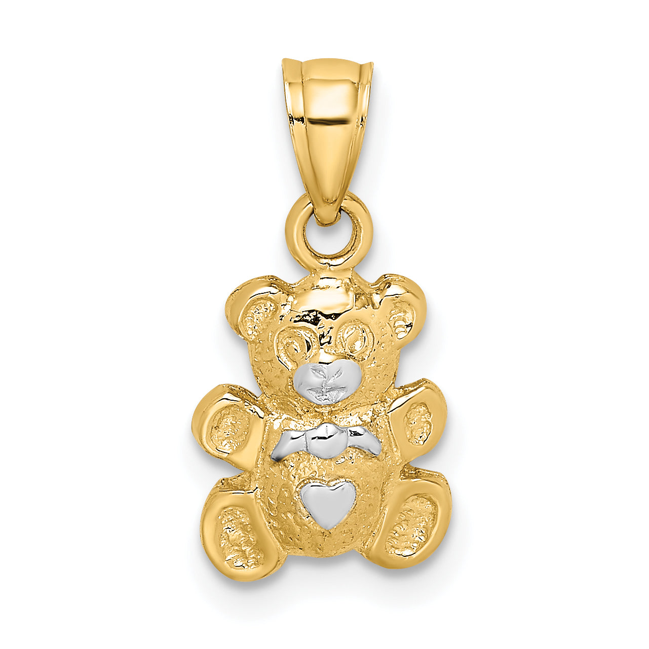 10K Yellow W/Rhodium Teddy Bear Charm