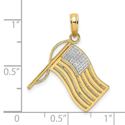 10K Yellow W/Rhodium W/ Rhodium American Flag Charm
