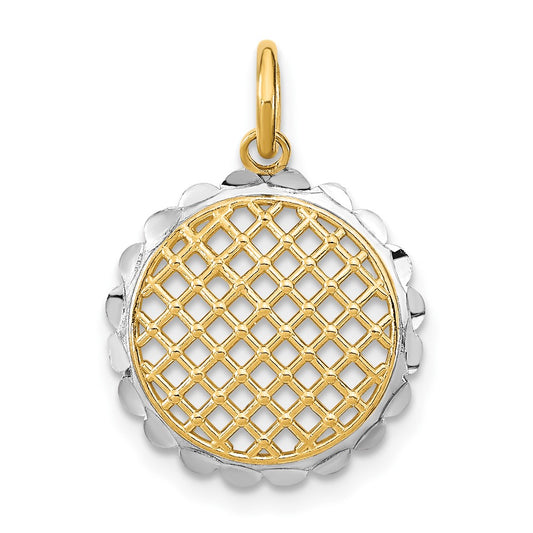 10K Yellow W/Rhodium 10K D/C Sunflower Pendant Charm