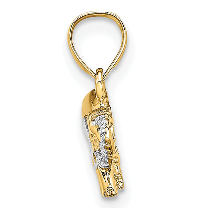 10K Yellow W/Rhodium W/ Rhodium Small Elephant Charm