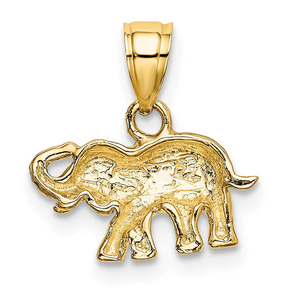10K Yellow W/Rhodium W/ Rhodium Small Elephant Charm