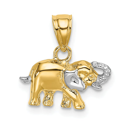 10K Yellow W/Rhodium W/ Rhodium Small Elephant Charm