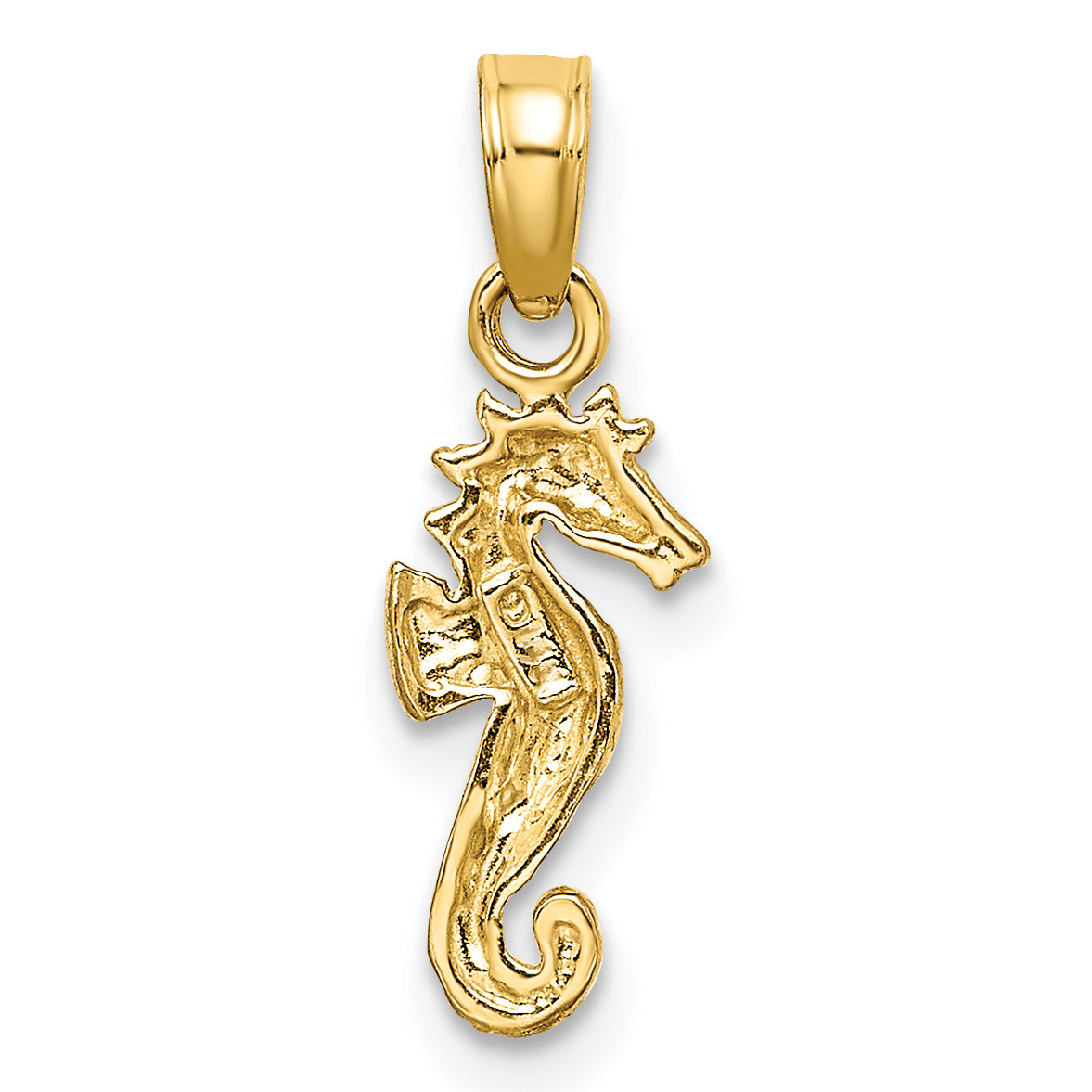 10K Yellow W/Rhodium 10K 2-D Seahorse Charm