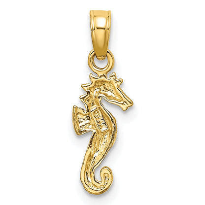 10K Yellow W/Rhodium 10K 2-D Seahorse Charm