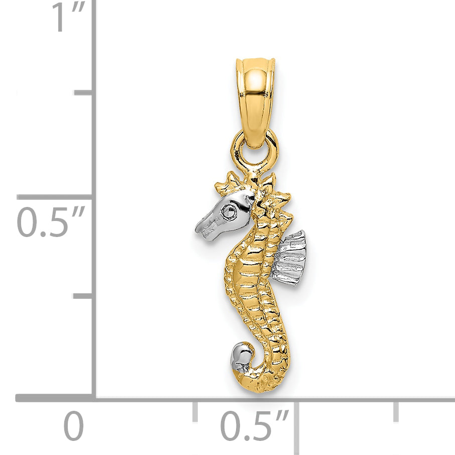 10K Yellow W/Rhodium 10K 2-D Seahorse Charm