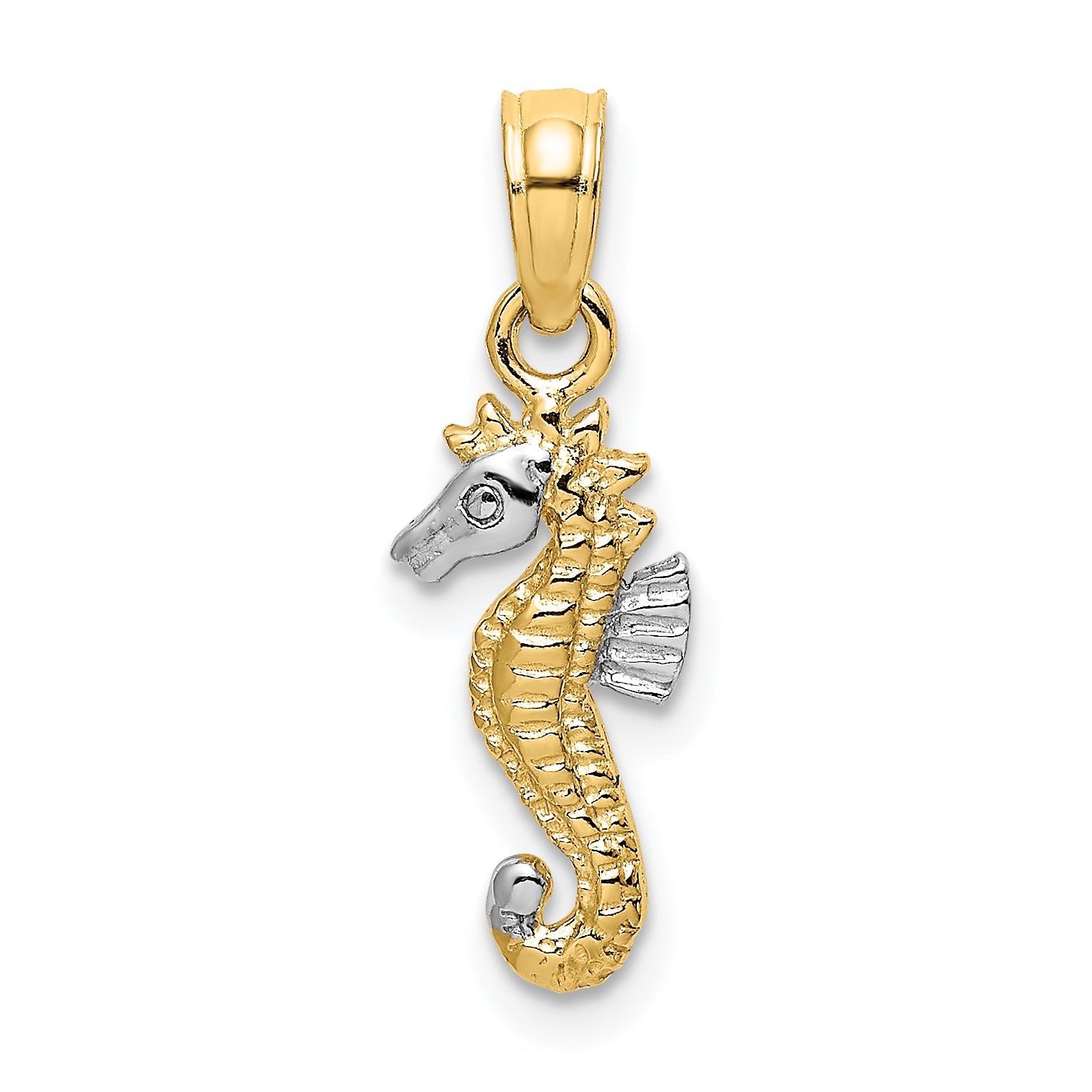 10K Yellow W/Rhodium 10K 2-D Seahorse Charm