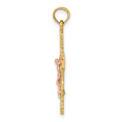 10K Two-Tone 10K Two-Tone W/ Lace Trim Crucifix Charm