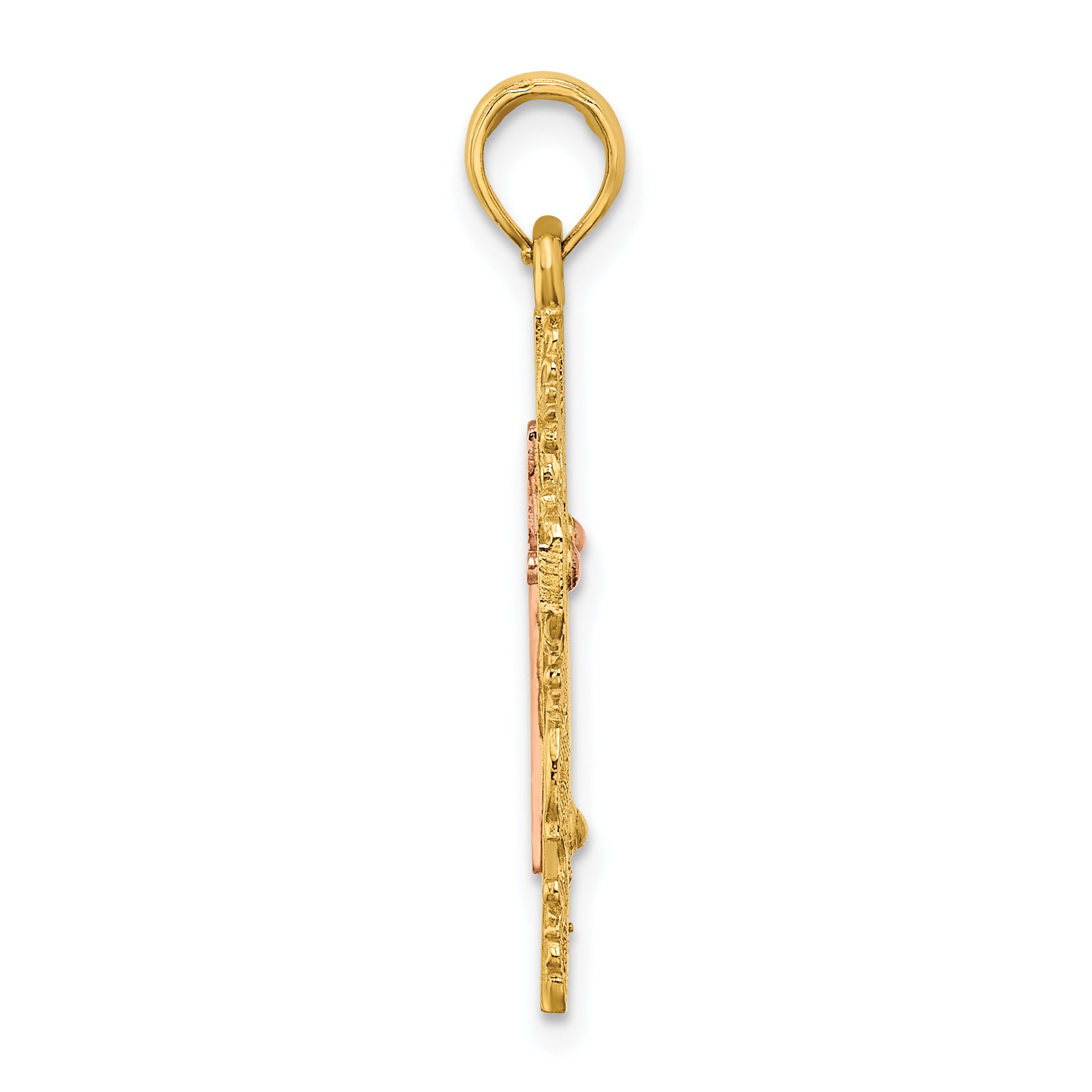 10K Two-Tone 10K Two-Tone W/ Lace Trim Cross Charm