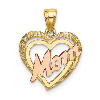 10K Two-Tone Two-Tone Mom Heart Charm