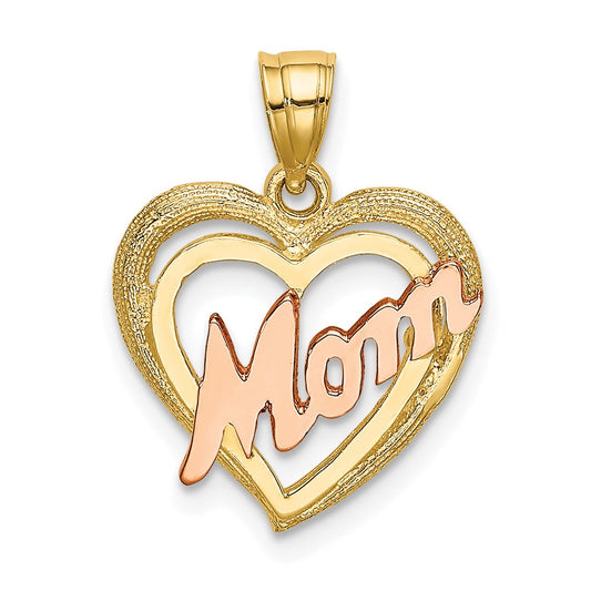 10K Two-Tone Two-Tone Mom Heart Charm