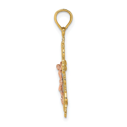 10K Two-Tone 10K Two-Tone Crucifix W/ Lace Trim Charm