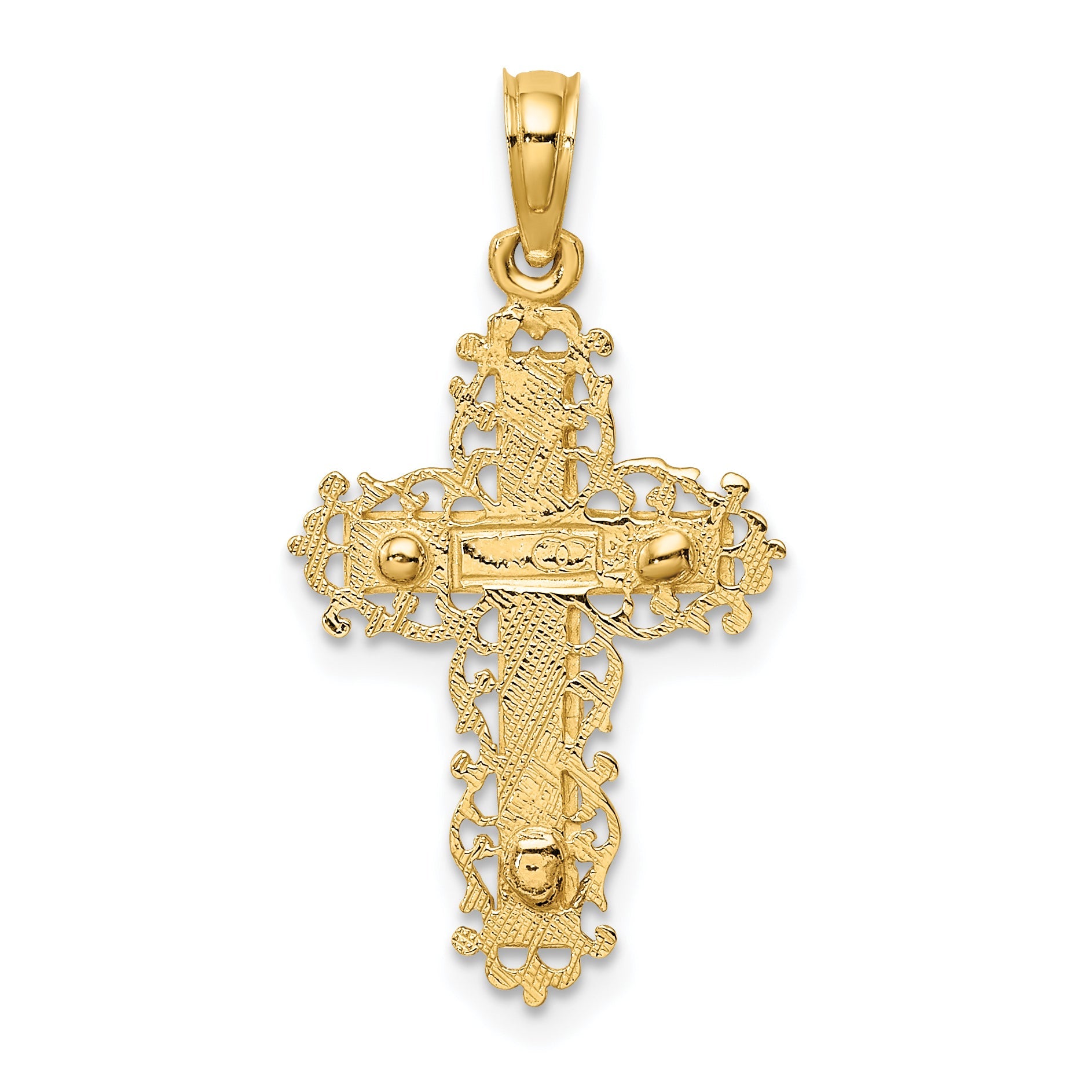 10K Two-Tone 10K Two-Tone Crucifix W/ Lace Trim Charm