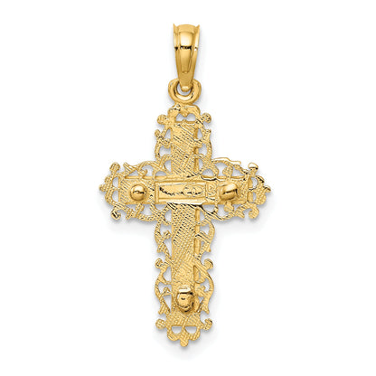 10K Two-Tone 10K Two-Tone Crucifix W/ Lace Trim Charm