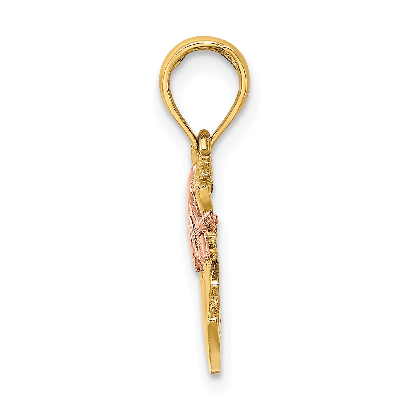 10K Two-Tone Two-Tone 2-D Rocking Horse W/ Saddle Charm