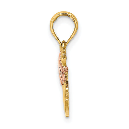 10K Two-Tone Two-Tone 2-D Rocking Horse W/ Saddle Charm