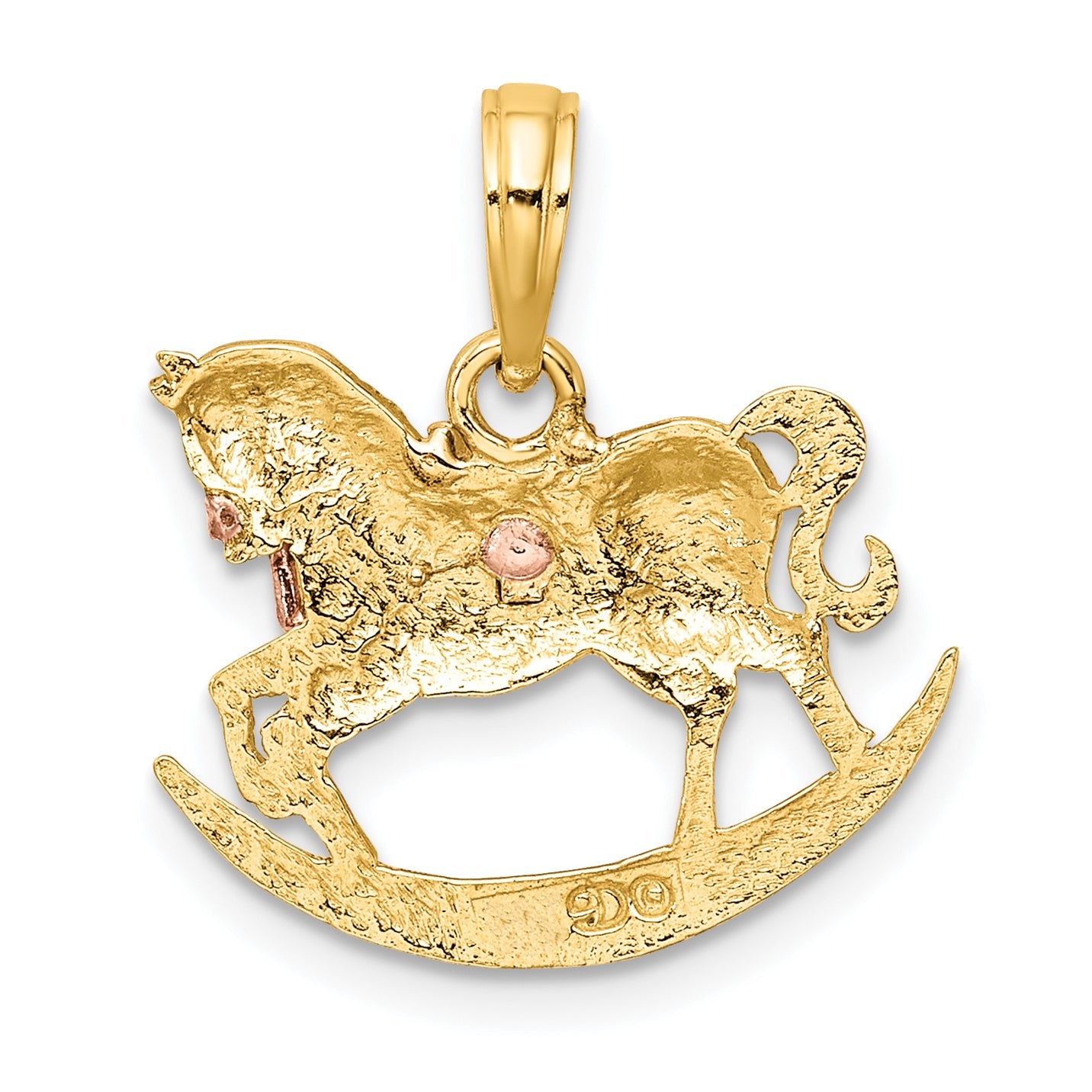 10K Two-Tone Two-Tone 2-D Rocking Horse W/ Saddle Charm