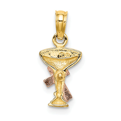10K Two-Tone 10K Two-Tone Communion Cup W/ Cross Charm