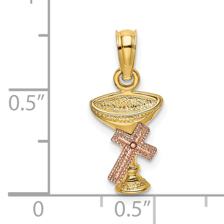 10K Two-Tone 10K Two-Tone Communion Cup W/ Cross Charm