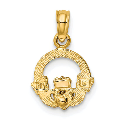10K Two-Tone Two-Tone Claddagh W/ Heart Charm