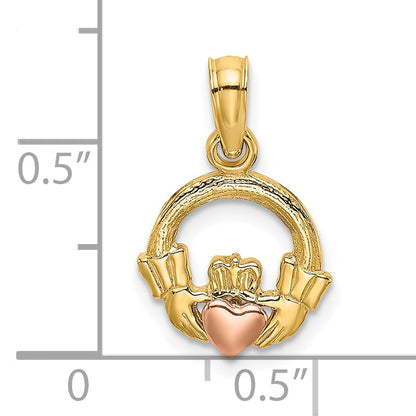 10K Two-Tone Two-Tone Claddagh W/ Heart Charm