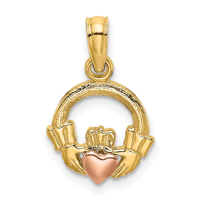 10K Two-Tone Two-Tone Claddagh W/ Heart Charm
