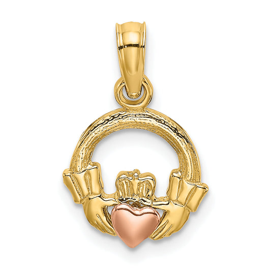 10K Two-Tone Two-Tone Claddagh W/ Heart Charm