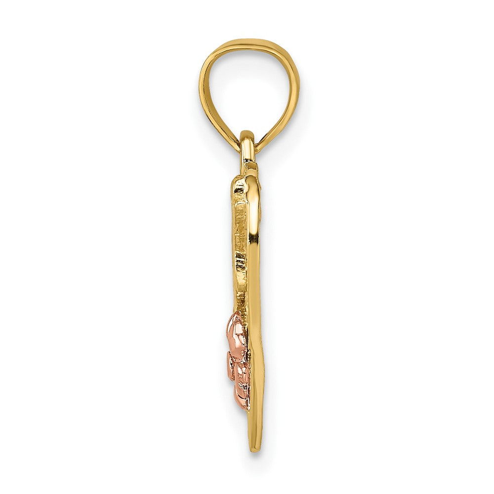 10K Two-Tone Two-Tone W/White Rodium #1 Wife In Heart Charm