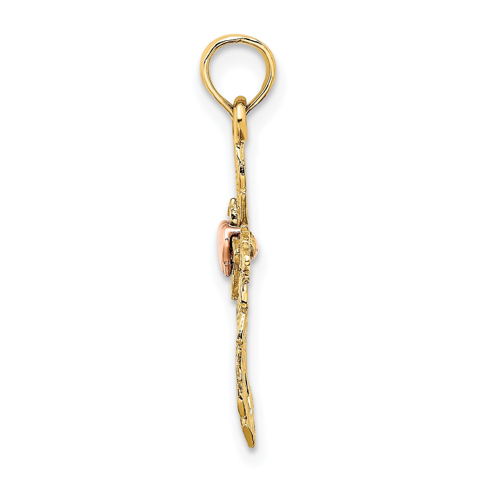 10K Two-Tone 10K Two-Tone Cross W/ Heart Charm