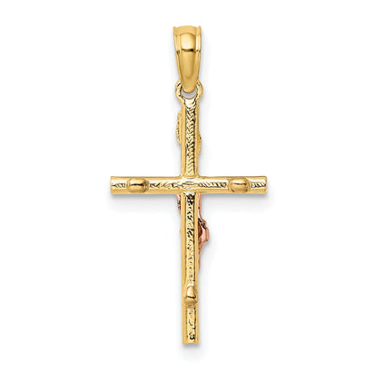 10K Two-Tone Two-Tone Cross Crucifix Charm