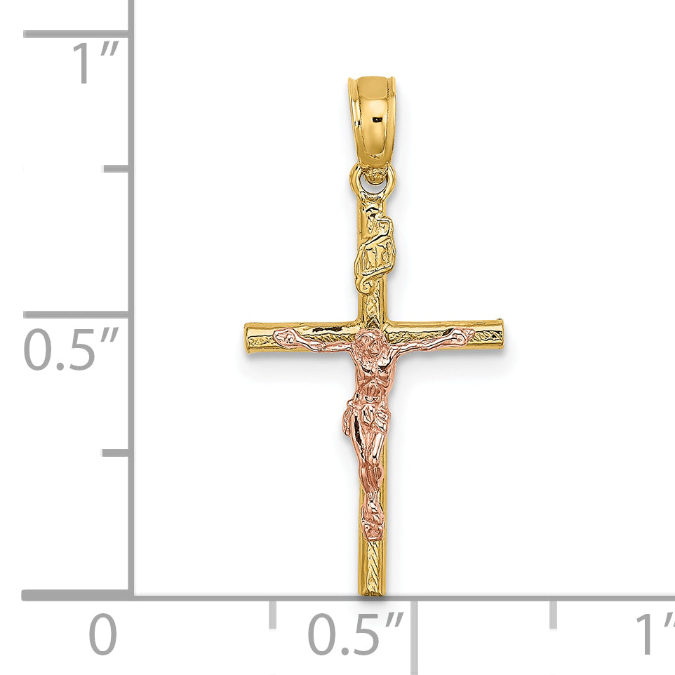 10K Two-Tone Two-Tone Cross Crucifix Charm