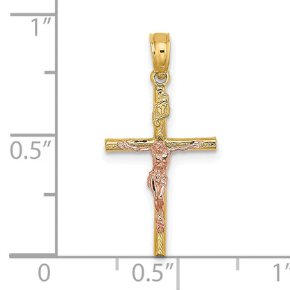 10K Two-Tone Two-Tone Cross Crucifix Charm