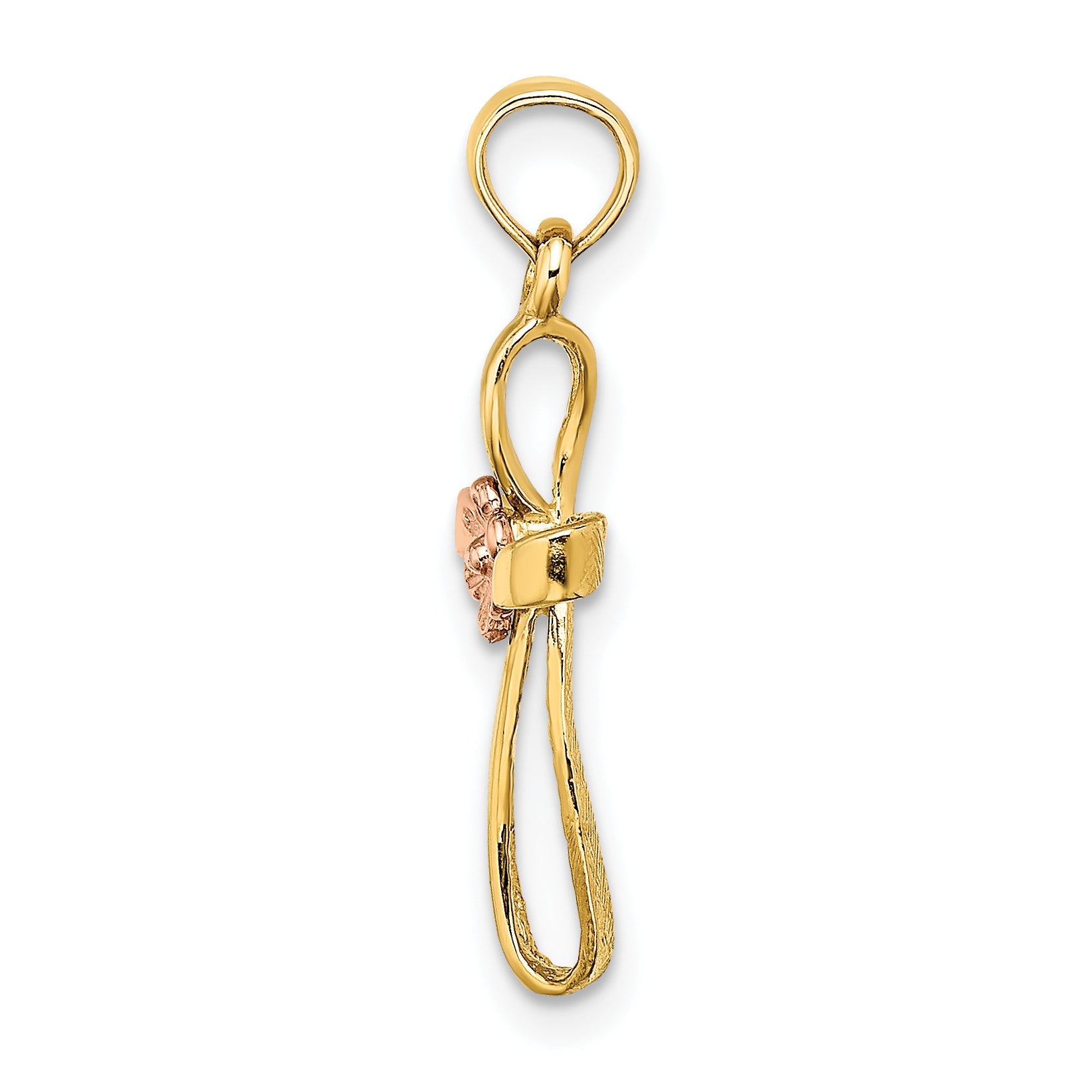 10K Two-Tone 10K Two-Tone Twisted Cross W/ Heart Charm