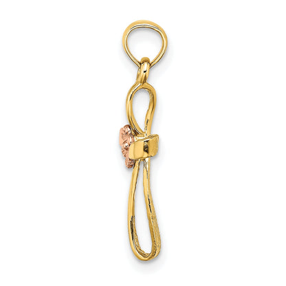 10K Two-Tone 10K Two-Tone Twisted Cross W/ Heart Charm