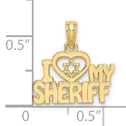 10K Yellow Gold I Heart My Sheriff Charm