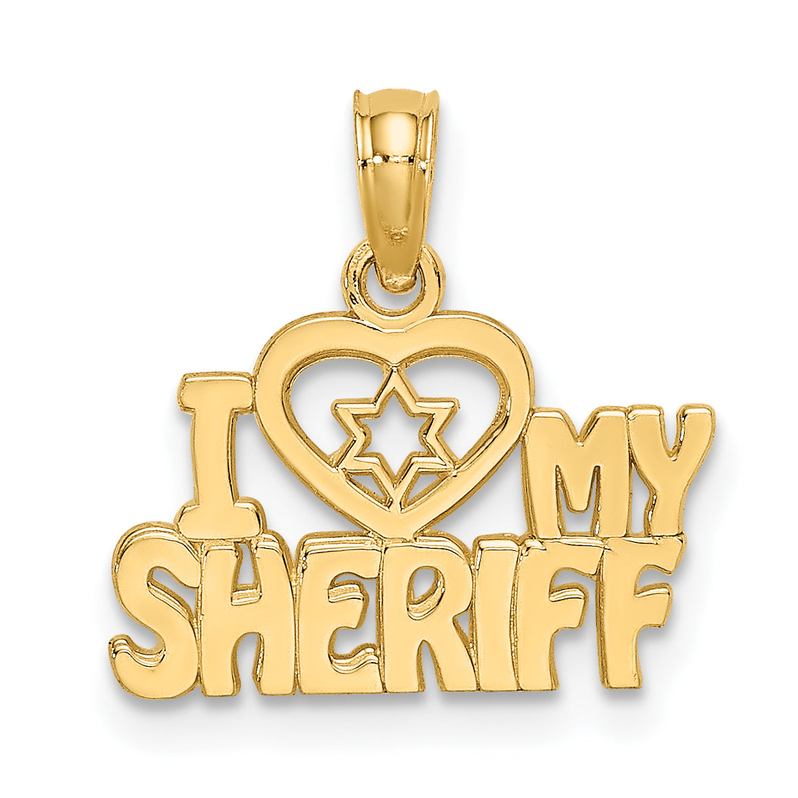 10K Yellow Gold I Heart My Sheriff Charm