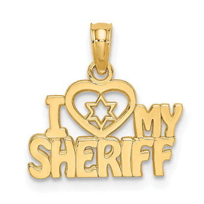 10K Yellow Gold I Heart My Sheriff Charm