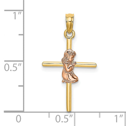 10K Two-Tone 10K Two-Tone 2-D Girl On Cross Charm