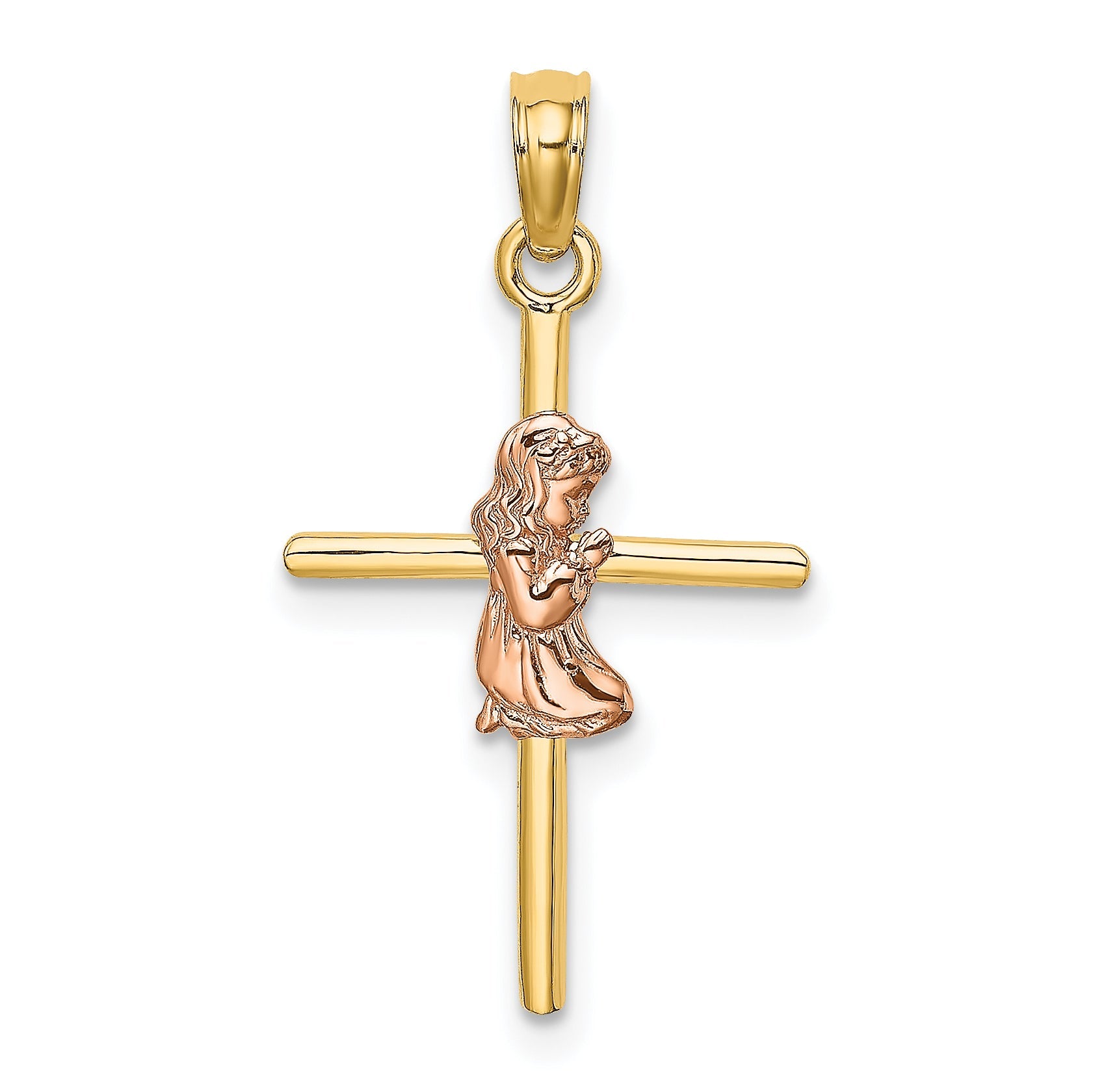 10K Two-Tone 10K Two-Tone 2-D Girl On Cross Charm