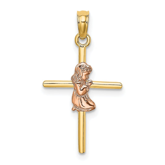 10K Two-Tone 10K Two-Tone 2-D Girl On Cross Charm