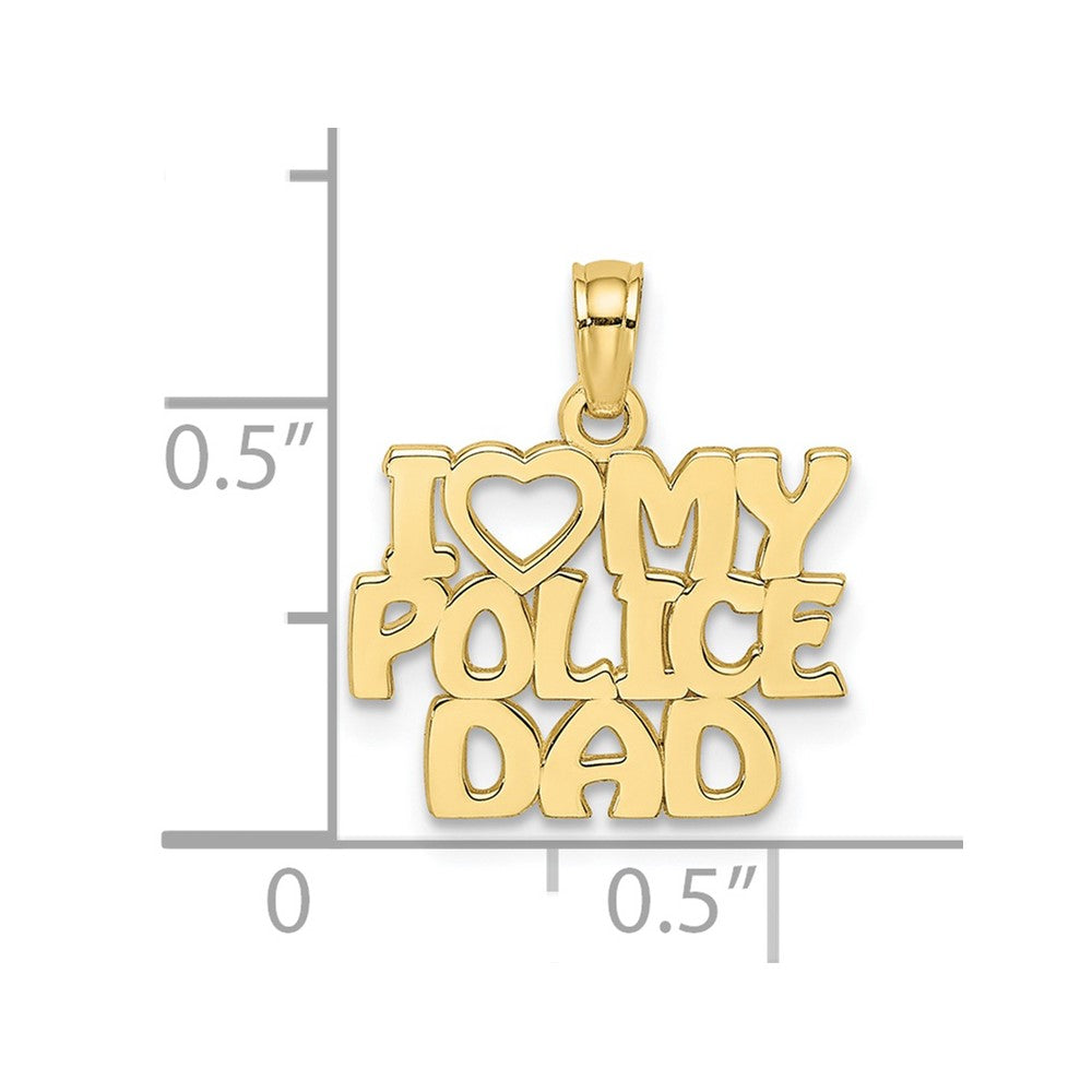 10K Yellow Gold I Heart My Police Dad Charm