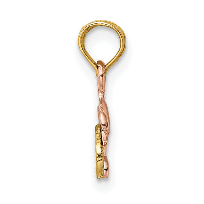 10K Two-Tone 10K Two-Tone W/White Rhodium Dolphin And Wave Charm
