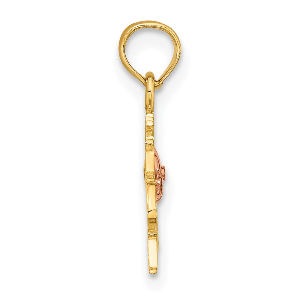 10K Two-Tone Two-Tone #1 Granddaughter W/ Flowers Charm