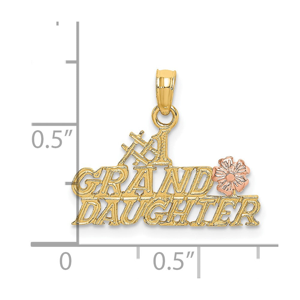10K Two-Tone Two-Tone #1 Granddaughter W/ Flowers Charm