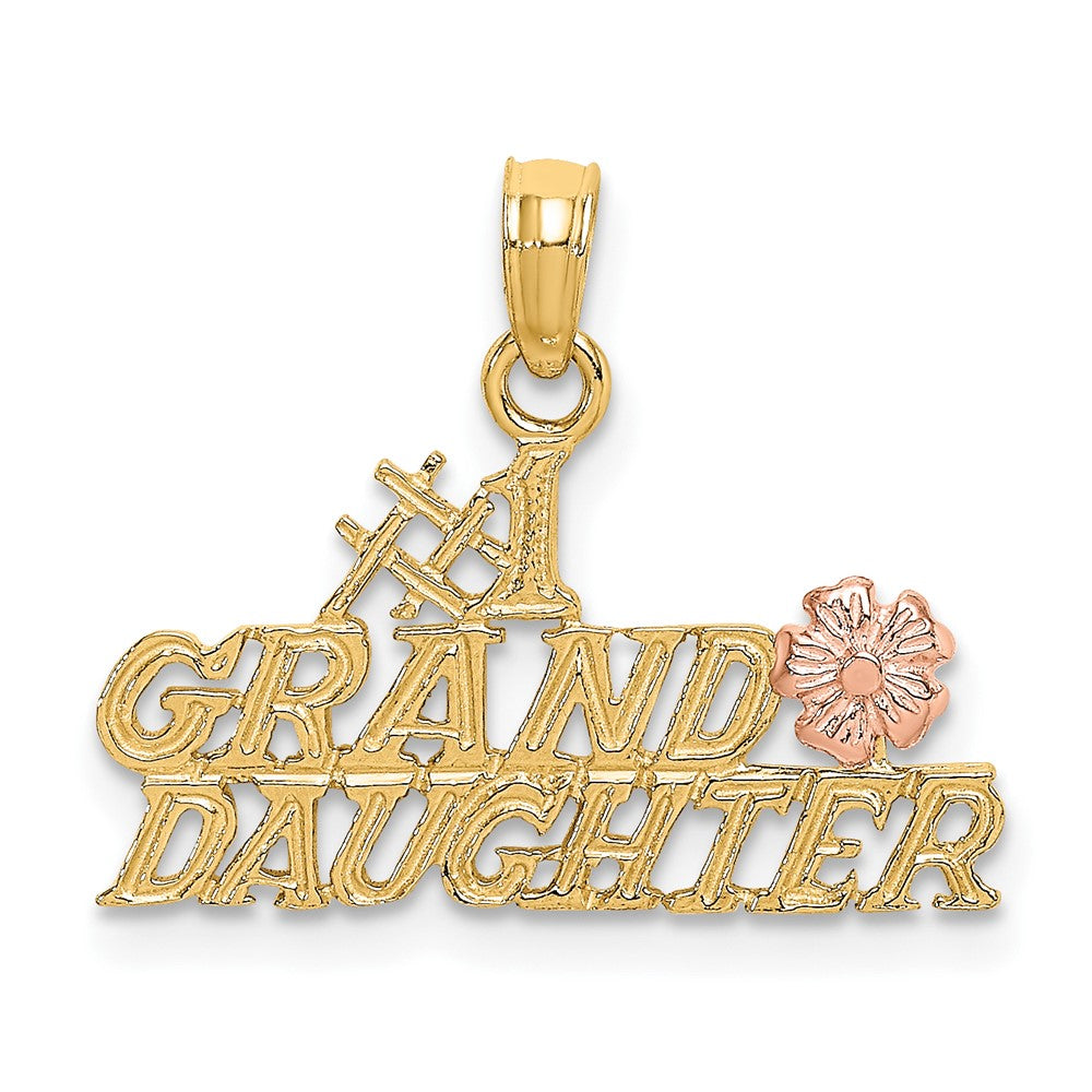 10K Two-Tone Two-Tone #1 Granddaughter W/ Flowers Charm